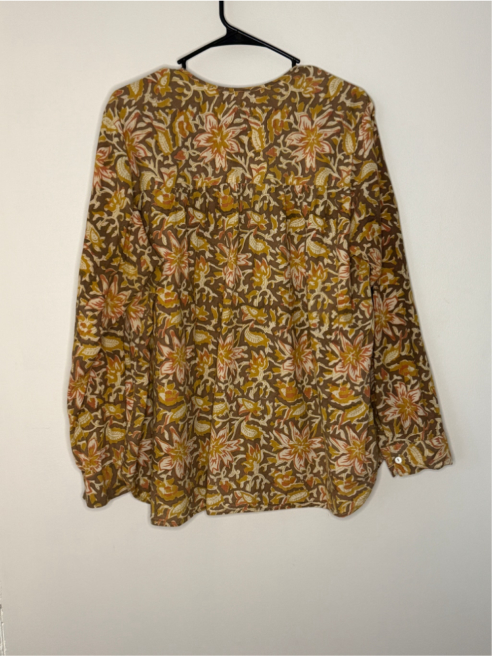 Mille Resort & Travel Hand Block Print Floral Blouse XL - Picture 4 of 4